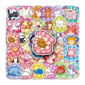 50pcs macaron cartoon aesthetic stickers waterproof cute animal DIY decal for journal phone case