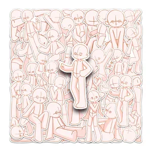 50 Stk. Anime Körper Skizze Posen Sticker Pack kreative Zeichenvorlage für Handyhülle