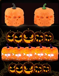 Halloween LED pumpkin lights colorful flashing skull hollow home party festival decoration props