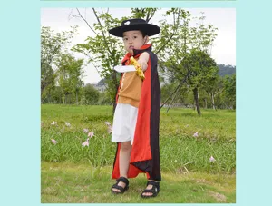 Kids Zorro Costume Halloween Cape Set Boys Fancy Dress Up Outfit Party Performance Suit