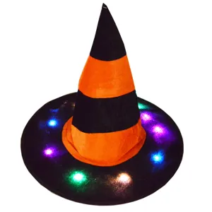 Halloween LED leuchtender Hexenhut mit bunten Lichtern, perfektes Party Kostüm Zubehör.