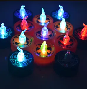 Halloween LED pumpkin candle light spooky night party glowing home decoration set