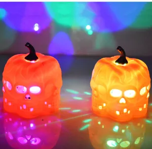 Halloween LED glowing orange pumpkin lamp skull hollow electronic decoration light