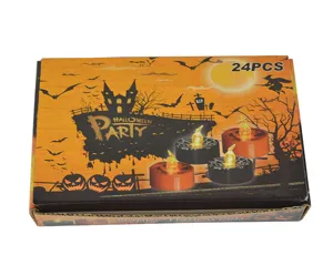 Halloween LED tea light candles 24pcs battery operated pumpkin decor lights for party