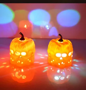 Halloween LED colorful glowing skull pumpkin light electronic decoration props party lighting