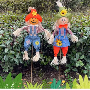 Halloween scarecrow decoration standing pumpkin ornaments outdoor garden party props set