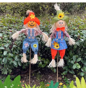Halloween standing pumpkin scarecrow decoration for autumn garden yard party holiday decor