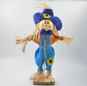 Thanksgiving scarecrow decoration autumn harvest doll ornament tabletop display festive vibe prop