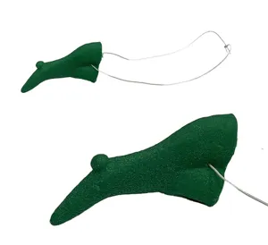 Green Halloween costume witch nose prop, vinyl material with hanging string for party cosplay.