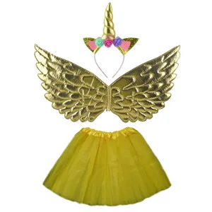 Set De Diadema De Unicornio Alas Y Falda De Tutú De Malla Para El Día Del Niño Disfraces De Fiesta Actuación Accesorios De Vestir Festivos
