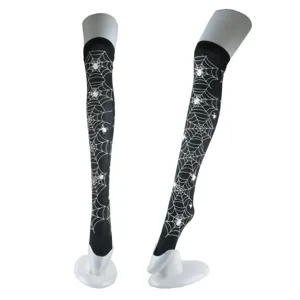 Halloween spider web black thigh high stockings party dress up sexy decorative socks