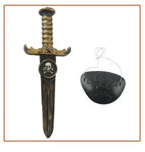 Details zum Piraten Spielzeug Dolch und Augenklappe Set mit Totenkopf Emblem für Kostüme.