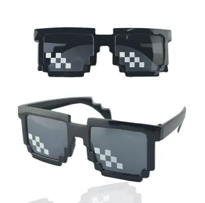 Cool black pixel mosaic sunglasses funny square party eyewear for adults and teens