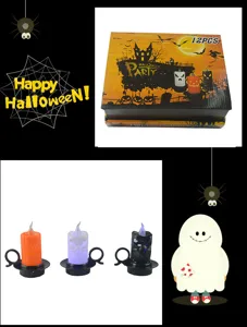 Halloween LED electronic candle lights set 12pcs spooky party decoration props scary ghost lights