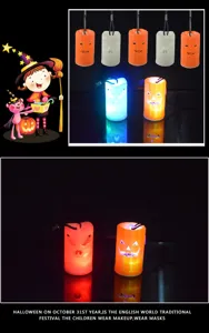 Halloween LED glowing pumpkin skull pendant necklace flashing toy party decoration gifts