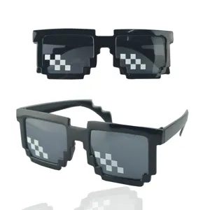 Novelty Mosaic Pixel Sunglasses Thug Life Meme Glasses Black Frame Funny Party Glasses For Birthday Performance Unisex Accessory