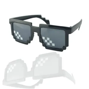 Pixel mosaic sunglasses funny thug life party eyewear black square frame novelty glasses