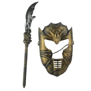 Set di Spada Giocattolo e Maschera da Guerriero Antico Lama di Drago in Plastica per Bambini Oggetti di Scena per Giochi di Ruolo