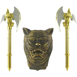 Kinderen plastic gouden bijl en tijger schild speelgoed wapen set voor feest cosplay