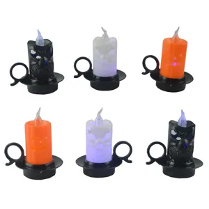 Halloween Decoration LED Electronic Candle Lamp Skull Pumpkin Pattern Light-up Tea Light For Party Bar Decor