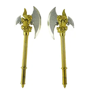 Gouden plastic speelgoed bijl kinder kostuum accessoire feest carnaval rekwisiet.