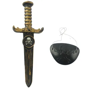 Plastik Piratenschwert und Augenklappe Set, ideal für Halloween Party Verkleidung und Kostüm.