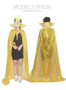 Halloween party sequin cape gold cloak performance costume stage wear party outfit