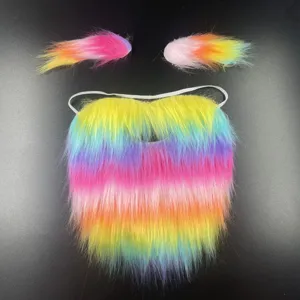 Set di finta barba e sopracciglia colorate accessori per feste in costume di Halloween.