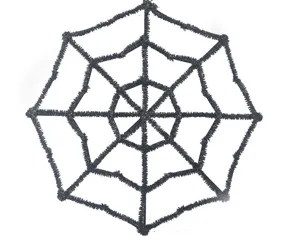 Halloween black fuzzy spider web decoration prop for party horror festival spooky setup