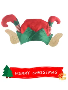 Christmas elf hat with striped legs and ears festive party costume dress up accessory