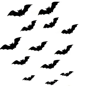 Halloween Black Bat Wall Stickers 3D Stereo PVC Removable Window Decals For Party Home Decor Spooky Bat Wall Art Decorations