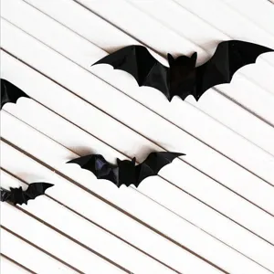 Black 3D bat wall stickers Halloween spooky window glass decor removable wall decals