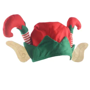 Christmas elf hat with funny striped legs and ears festive holiday party costume headwear