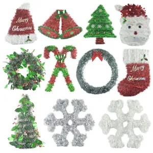 Ensemble de décorations de guirlande de Noël avec chapeau de père noel arbre chaussette