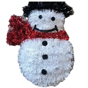 Decoration pendaison bonhomme de neige guipure Noel rouge blanc mur fete accessoire