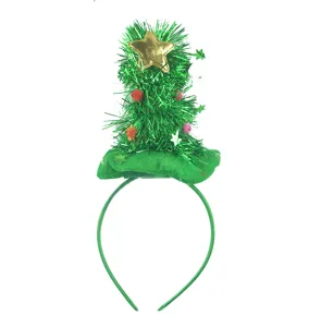 Christmas tree headband festive party hair hoop green holiday costume hair accessory for women.