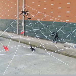 Halloween Spinnennetz Dekoration Outdoor gruselige Requisiten Plüsch schwarze rote Spinnen