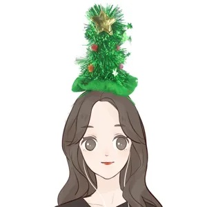 Christmas tree headband holiday party festive hair hoop cute green tinsel headwear