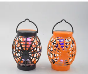 Halloween verlichte spinnenlantaren, draagbare kunststof hanglamp voor feestjes.
