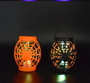 Halloween spinnenweb lantaarn decoratieve LED verlichting oranje zwart feest rekwisieten