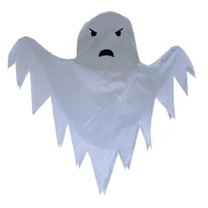 Halloween weiße Hängedekoration mit Geisterdesign und wütendem Gesicht für gruselige Partys.