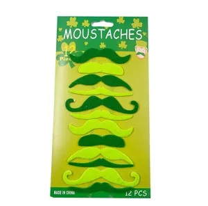 St. Patricks Day πράσινη τσόχα ψεύτικο μουστάκι πάρτι κοστούμι αξεσουάρ 12 τεμάχια