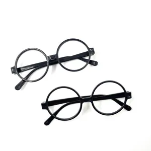 Retro Runde Kunststoff Brillenrahmen Ohne Gläser Schwarz Klassische Kreis Brille Rahmen Für Kostüm Party Event Dekoration Unisex Kinder Zubehör