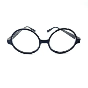 Schwarze runde Dekorationsbrille fuer Partys und Kostuem-Cosplay, PC Kunststoff-Brillengestell.