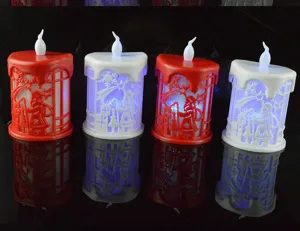 Christmas LED electronic candle light, Santa Claus hollow design decorative night light for desktop.