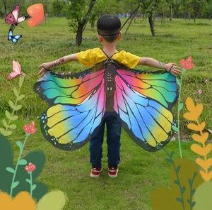 Colorful butterfly wings cloak for kids, perfect for Halloween, cosplay, and festival dress up.
