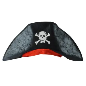 Halloween Pirate Hat Foldable Captain Costume Hat For Party Cosplay Skull Crossbones Printed Fabric Dress Up Headwear