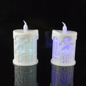 Christmas LED Candle Lantern Vintage Hollow Santa Claus Snowman Electronic Night Light For Home Holiday Party Desktop Decoration