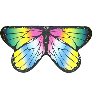 Children Butterfly Wings Cape Scarf Kids Halloween Costume Accessory Butterfly Shawl With Matching Mask For Holiday Party