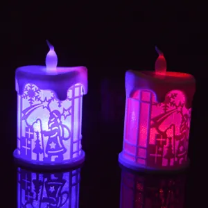 Christmas LED electronic candle wind lamp, glowing colorful desktop decoration ornament light for party.